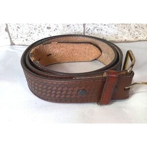 Nocona Western Leather Belt Brown Basketweave Tooled Cowboy Rodeo